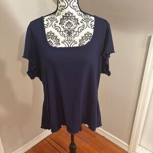 NWT Torrid Medieval Blue Square Neck ruffle Short Sleeves Top Size 3XL Plus Size